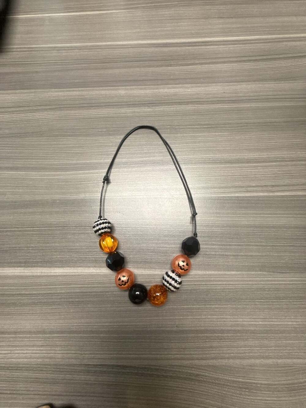 Halloween Pumpkin and Stripe Bead Chunky Bubblegum Necklace